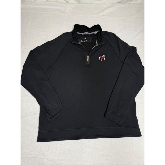 Tommy Bahama Mens Black Bulldog Quarter Zip Pullover Sweatshirt XL - Picture 2 of 7
